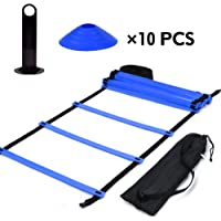 Kit de Entrenamiento Agilidad Velocidad - Escalera de Entrenamiento 12 Peldaños Ajustables + 10pcs Conos de…